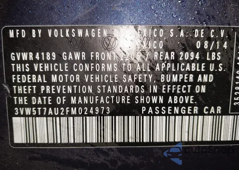 2015 Volkswagen Golf Gti 2.0T Autobahn 4-Door z USA, uszkodzony, nr VIN 3VW5T7AU2FM024973